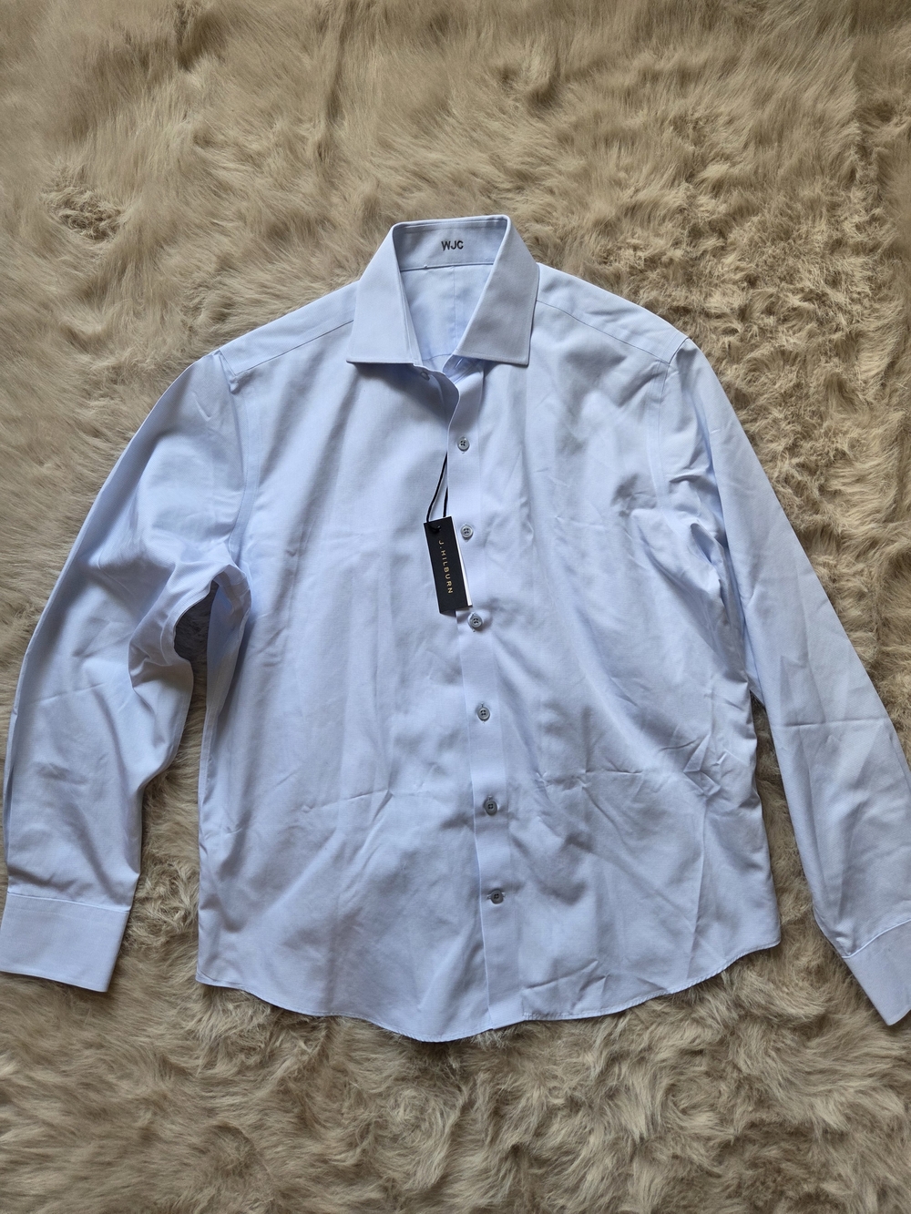 J.hilburn Men's Light Blue Dress Shirt - Classic Point Collar Sz M